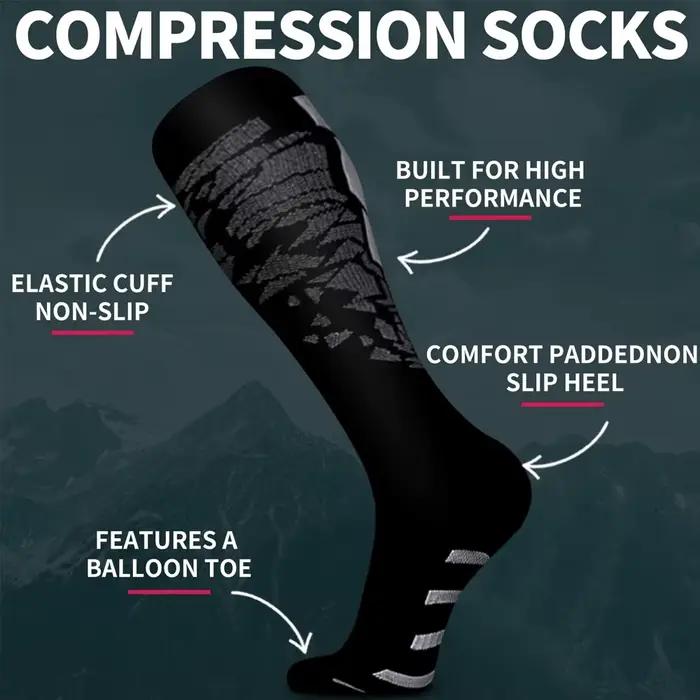 1 paire de chaussettes de compression de sport pour femmes et hommes-chaussettes de soutien des mollets pour la course à pied infirmières vol grossesse Circulation athlétique