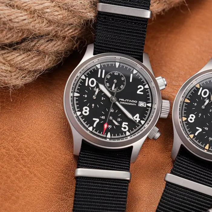 Militado ML1868KF montre à Quartz à 3 cadrans VK67 chronographe mouvement verre saphir lumineux 100m étanche 39mm montres militaires