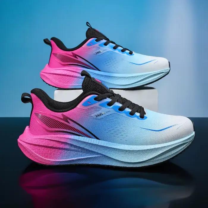 Chaussures de course pour hommes, baskets de sport respirantes, légères et confortables, avec coussin d'air et plaque en carbone, pour marathon, athlétisme en plein air, pour femmes