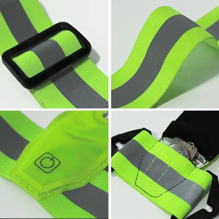Gilet de course LED, sangles réfléchissantes et lumineuses, haute visibilité, vêtements de course de nuit, d'équitation, bande élastique