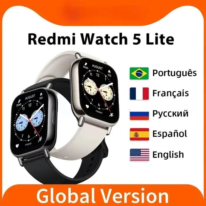 Version mondiale Xiaomi Redmi Watch 5 Lite 1.96 ''écran AMOLED Bluetooth GNSS 150 + Modes sportifs oxygène dans le sang 18 jours d'autonomie de la batterie