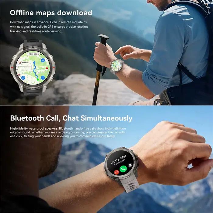 Montre GPS professionnelle MAVHX avec suivi de la fréquence cardiaque et de l'oxygène sanguin, tracker de sommeil, résistance à l'eau jusqu'à 100m, compatible avec 27 langues, pour activités de plein air et remise en forme à domicile