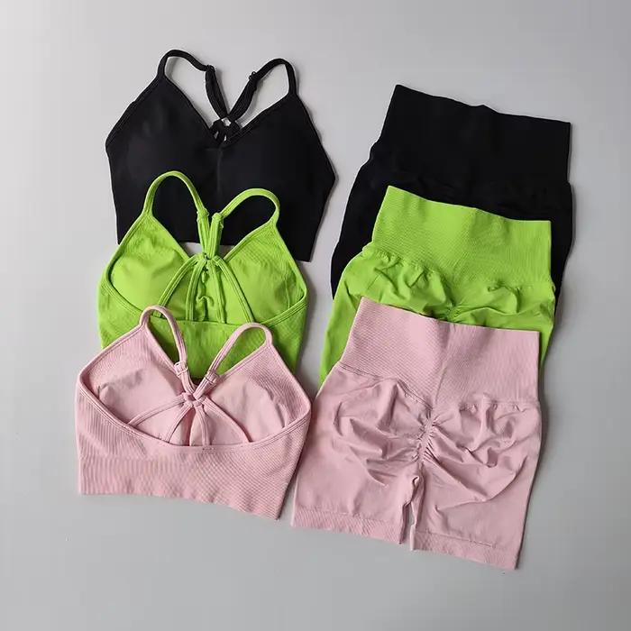 Ensemble d'entraînement pour femmes sans couture en nylon et Élasthanne pour yoga séchage rapide occasions spéciales