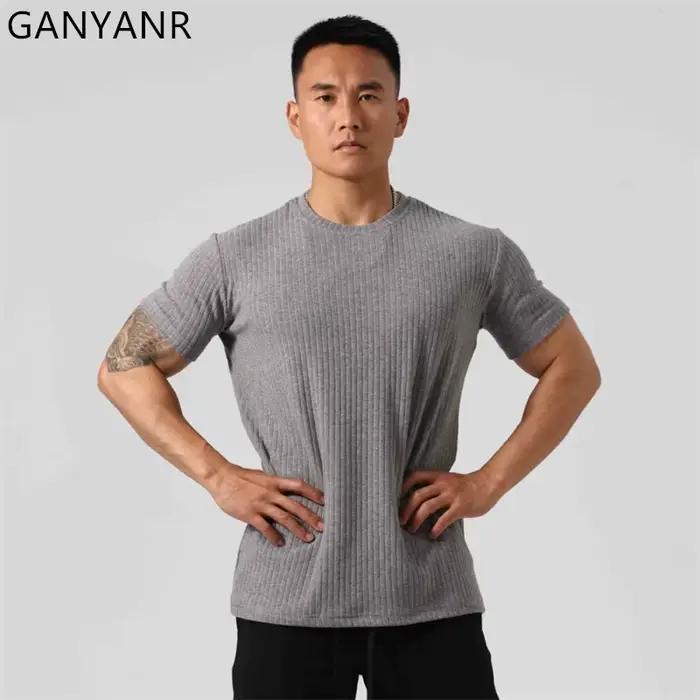 GANYANR vêtements de sport hommes course T-shirt été