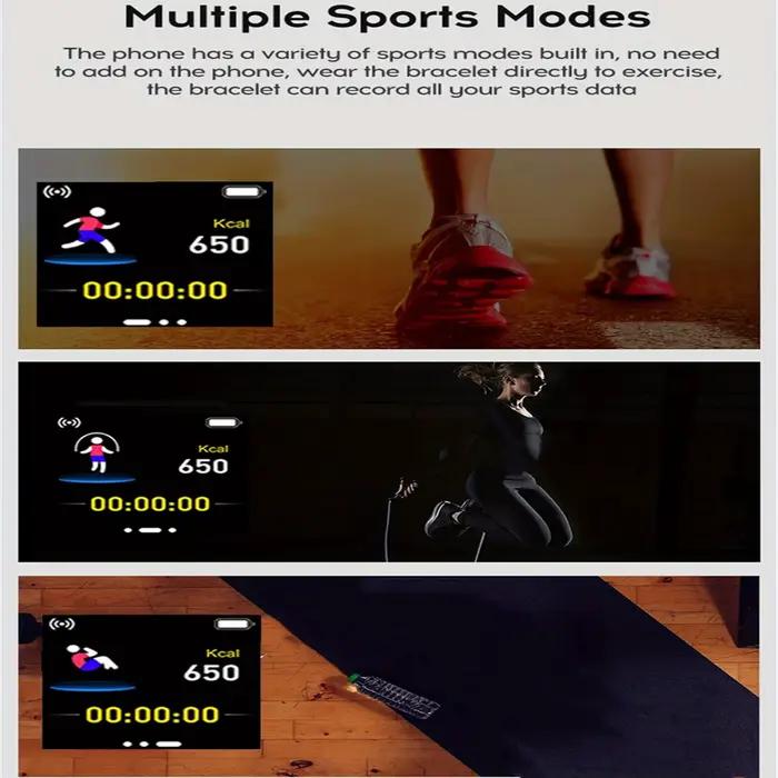 Montre intelligente sportive pour femmes et hommes suivi des pas tracker de fitness moniteur de sommeil réveil occasionnels activités aquatiques bracelet détachable