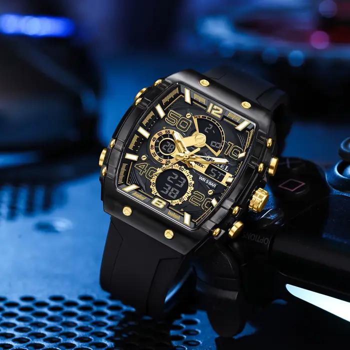 SMAEL marque 8109 nouvelle montre électronique mode carré double affichage étanche lumineux multicolore pour hommes