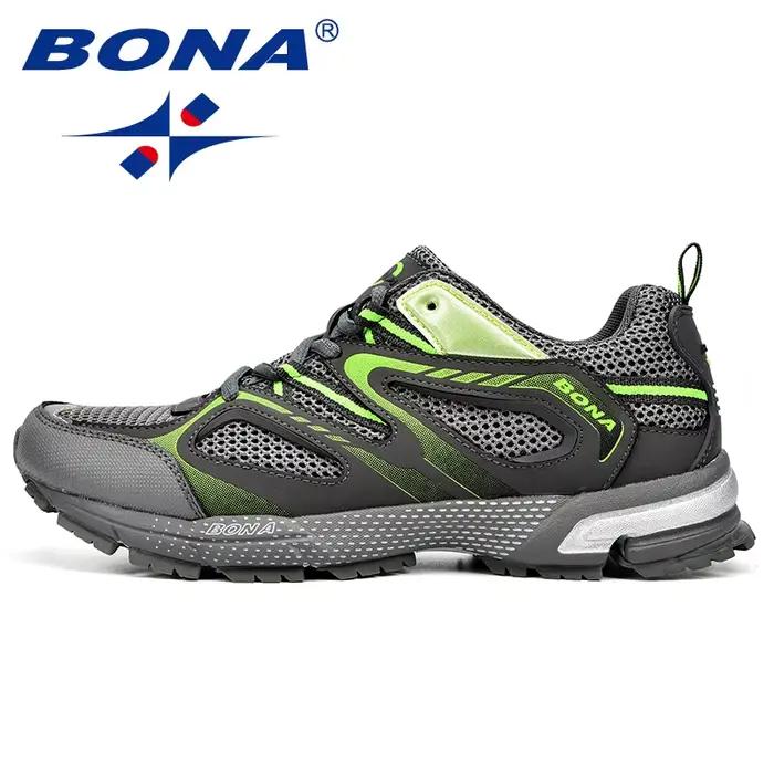 BONA nouveauté Style classique hommes chaussures de course vache fendu maille