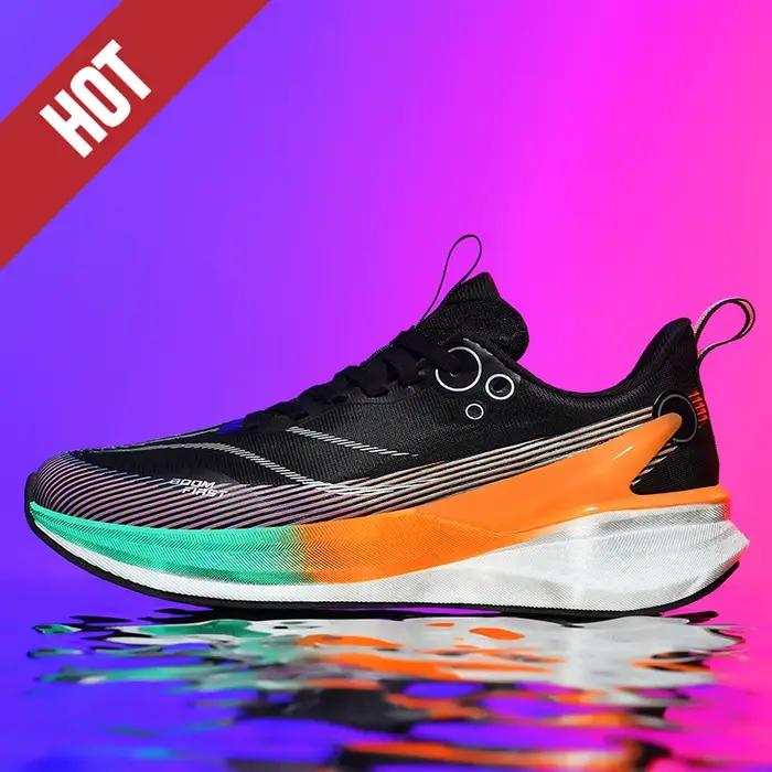 Marathon hommes sport chaussures de course coussin d'air respirant léger confortable hommes athlétique extérieur baskets plaque de carbone