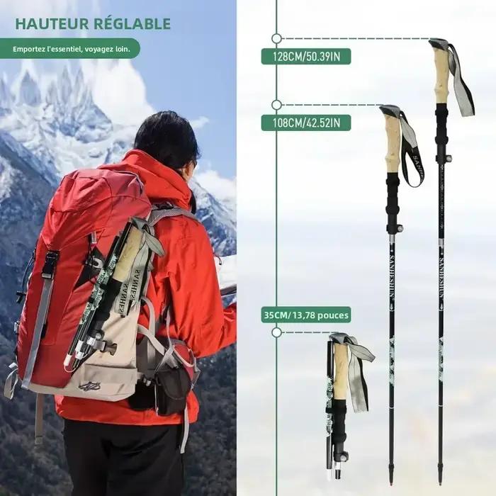 Lot de 2 bâtons de trail running pliables en aluminium légers et réglables