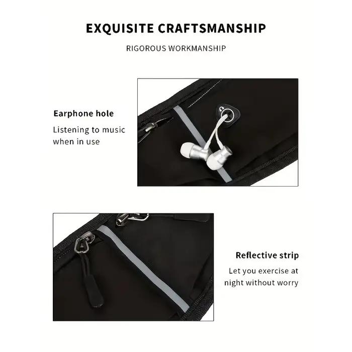 Sac banane unisexe pour sports de plein air, sac de taille pour écouteurs, idéal pour les voyages, la course et le shopping, rangement pratique pour téléphones et clés