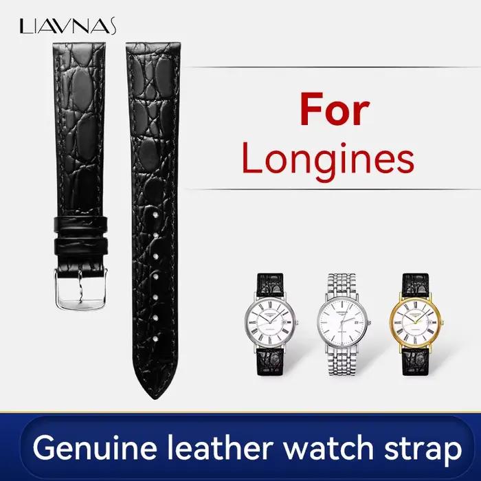 Bracelet de montre en cuir véritable pour accessoires Longines bracelets