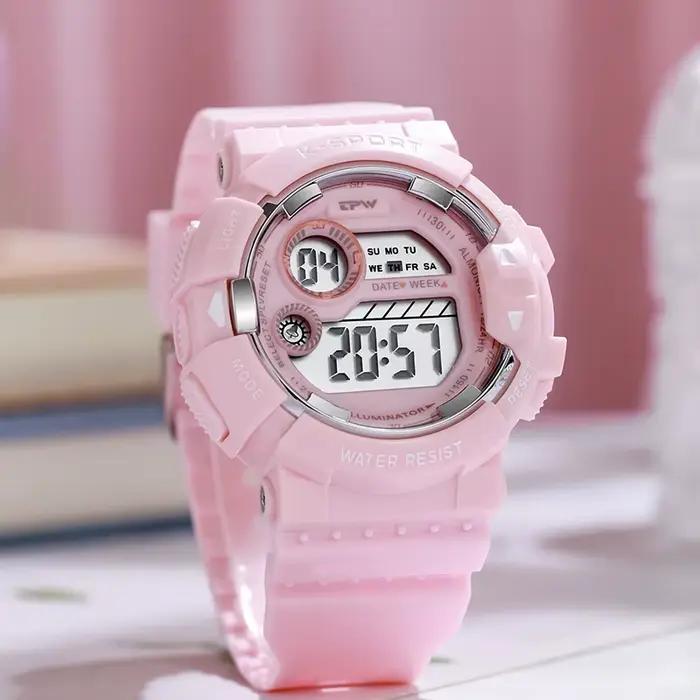 TPW montre numérique couleur bonbon pour adolescentes résistant à l'eau mode école étudiant montre-bracelet