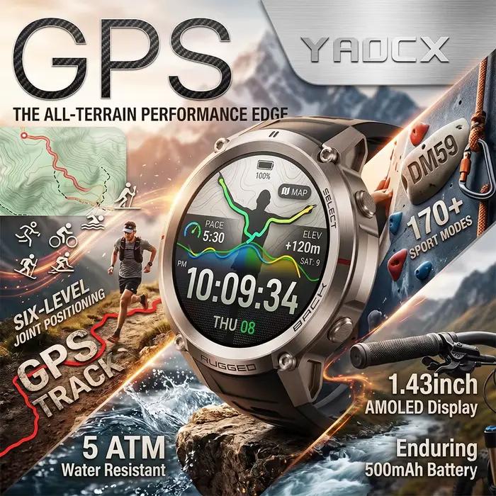 Montre connectée GPS robuste de style militaire