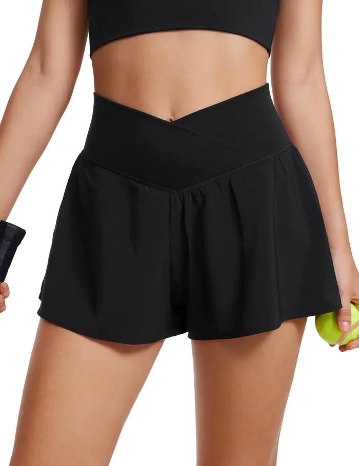 Crossover-Short d'athlétisme 2 en 1 pour femme