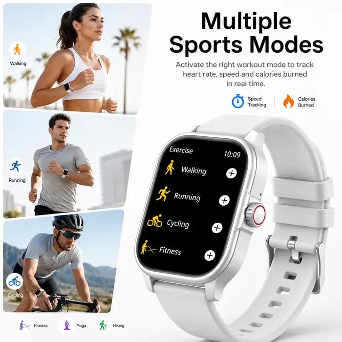 Nouvelle montre connectée 2026, 60 jours d'autonomie, appels Bluetooth, fréquence cardiaque, étanche IP68, tracker d'activité, écran HD 1,83 pouces