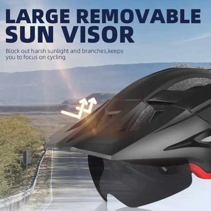 VICTGOAL casque de vélo avec lunettes de soleil visière feu arrière LED casque de vélo de montagne lunettes de soleil bouclier route vtt casques de cyclisme