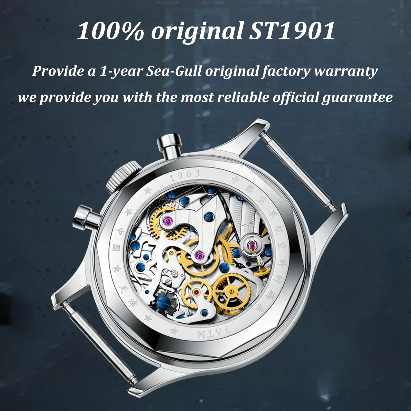 Seaghydr-Montre Pilote Mécanique ST1901 Édition Internationale pour Homme, Montre-Bracelet Chronogra