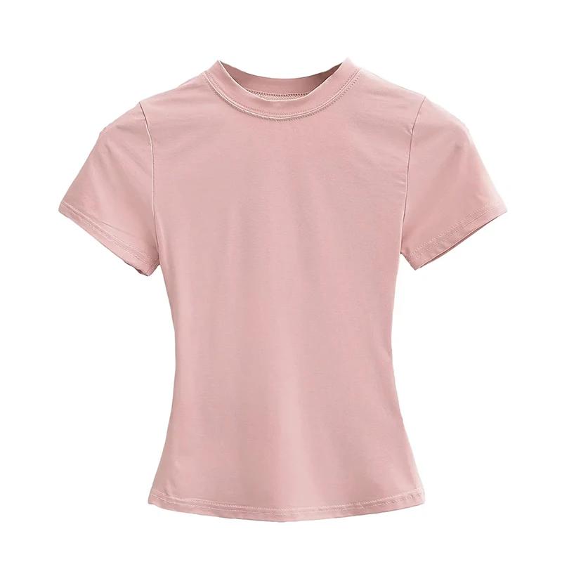 T-shirt Manches Courtes pour Femme, Décontracté, Sexy, Slim, Tendance, Solide, de Haute Qualité, Y2K