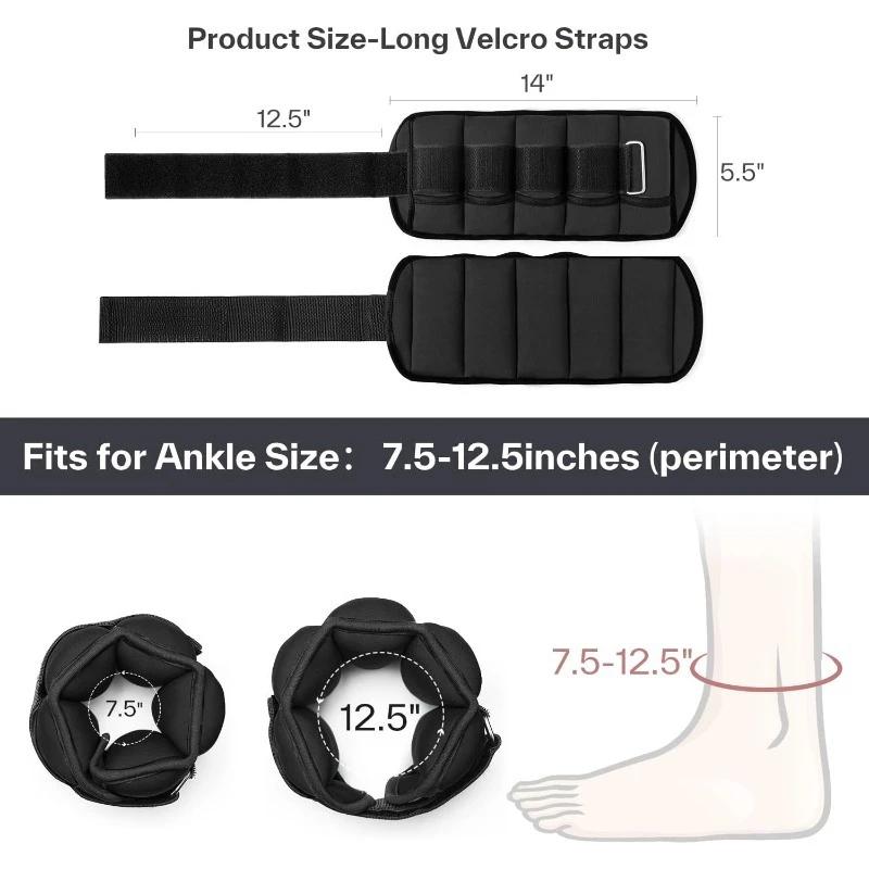 Poids de cheville réglables 1 paire 2 4 6 8 10 lb sangles de poids de jambe pour femmes hommes, ense