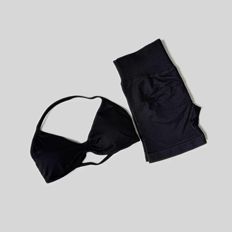 Impact ensemble de gymnastique femmes 2 pièces ensembles licou cou débardeurs taille haute Scrunch s