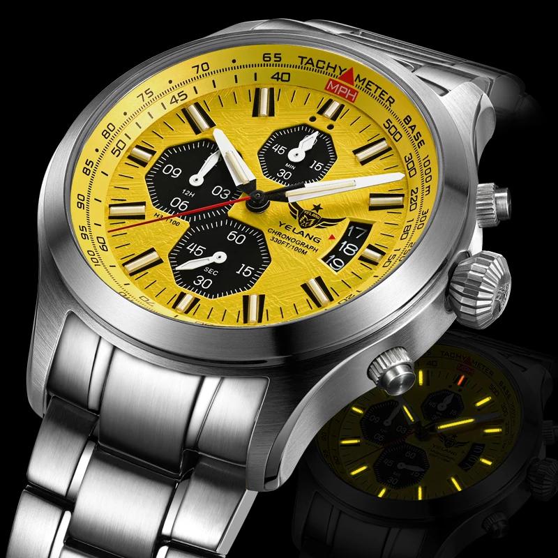 Yelang montre pour homme trois yeux Six aiguilles montre à Quartz japon OS00 mouvement montre de plo