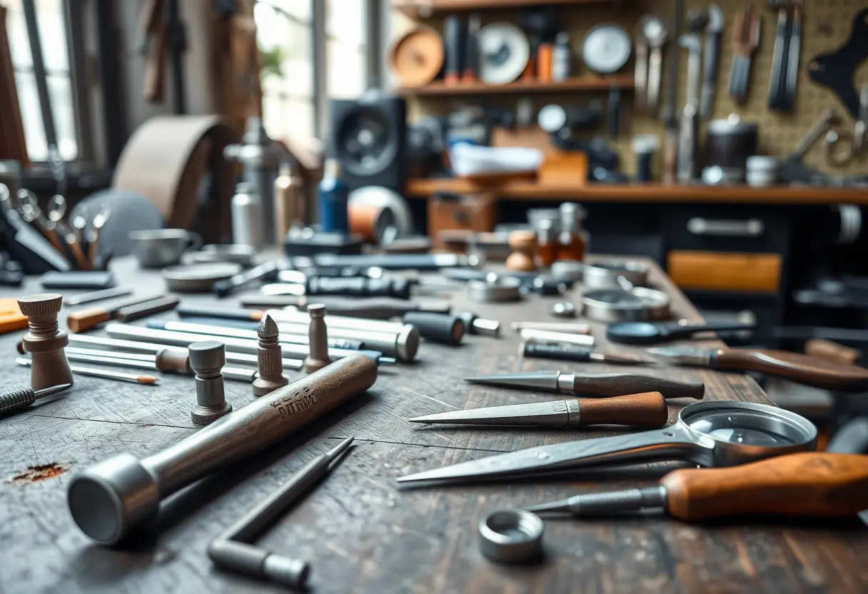 Atelier de joaillerie bien rangé avec outils minutieux